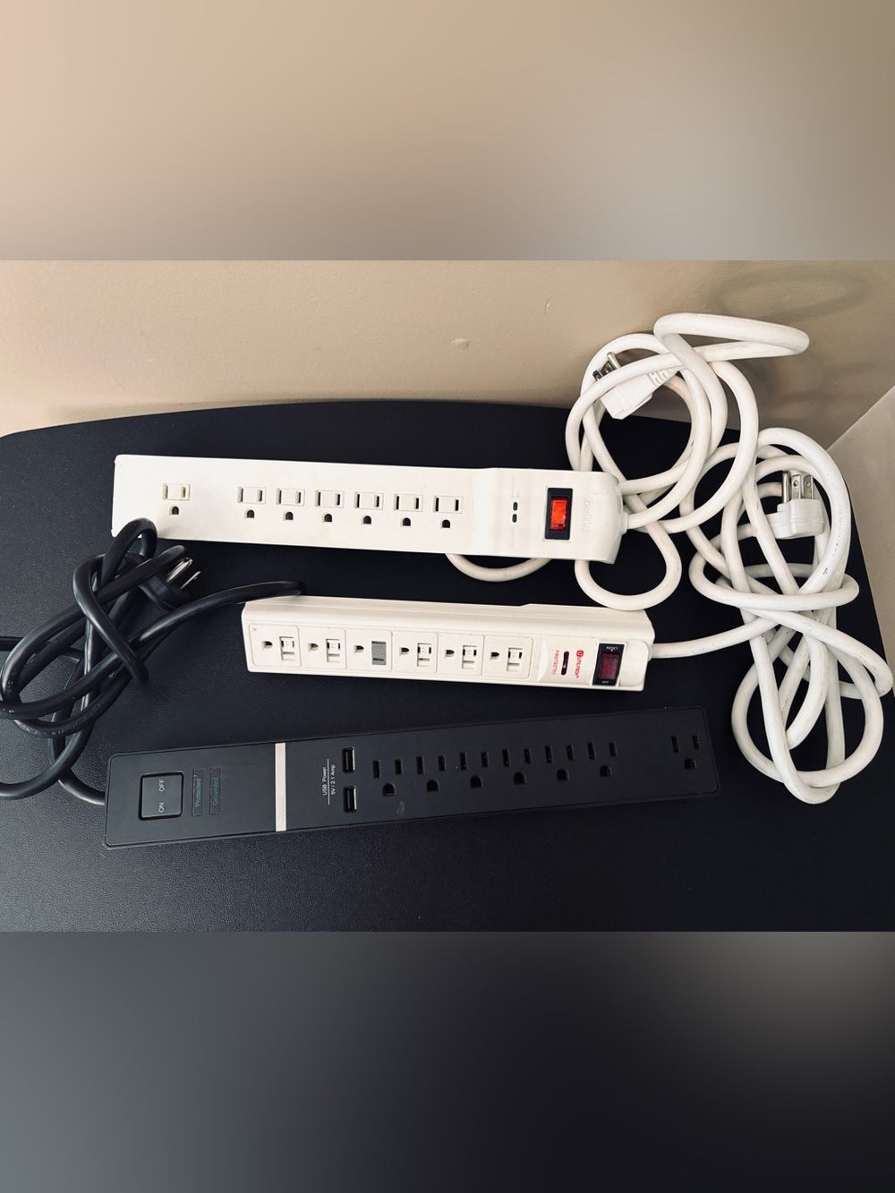 (3) Surge Protectors Power Strips Extension Cords Multiple Outlets Wall Mount